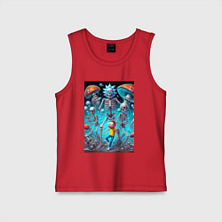 Майка детская хлопок Skeleton Rick and Morty - ai art fantasy, цвет: красный