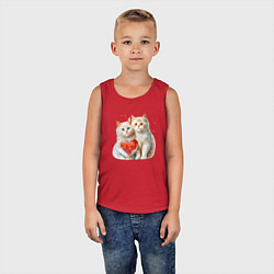 Майка детская хлопок Котята с сердцем, цвет: красный — фото 2