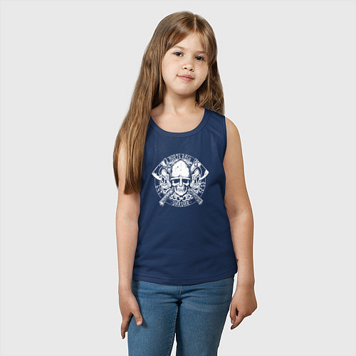 Детская майка Череп воина варяга и боевые топоры / Тёмно-синий – фото 3