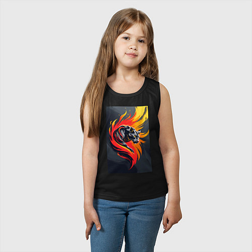 Детская майка Пантера в огненном вихре / Черный – фото 3