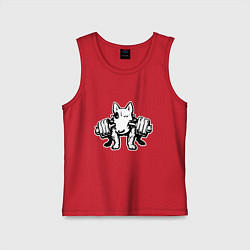 Майка детская хлопок Бультерьер с гантелей, цвет: красный