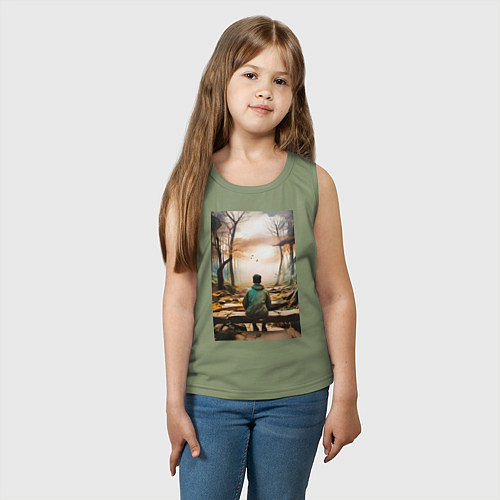 Детская майка Мальчик на скамейке / Авокадо – фото 3