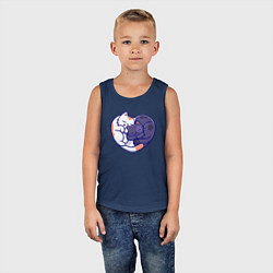 Майка детская хлопок Сердечные котики, цвет: тёмно-синий — фото 2