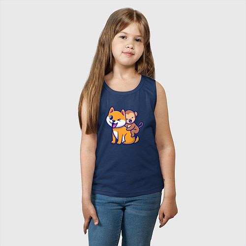 Детская майка Собачка и обезьянка / Тёмно-синий – фото 3