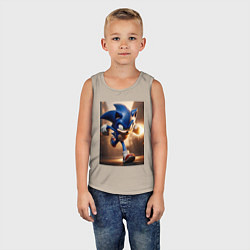 Майка детская хлопок Бегущий Соник, цвет: миндальный — фото 2