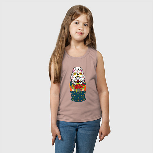 Детская майка Матрешка в расписном шлеме имперского штурмовика / Пыльно-розовый – фото 3