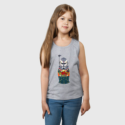Детская майка Матрешка шлем штурмовика / Меланж – фото 3