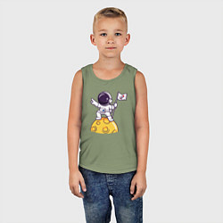 Майка детская хлопок Вперёд в космос, цвет: авокадо — фото 2