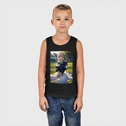 Майка детская хлопок Вайолет Эвергарден на лугу, цвет: черный — фото 2