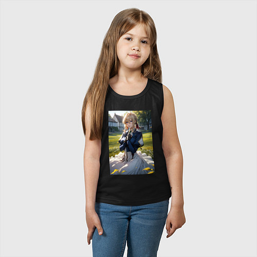 Детская майка Вайолет Эвергарден на лугу / Черный – фото 3