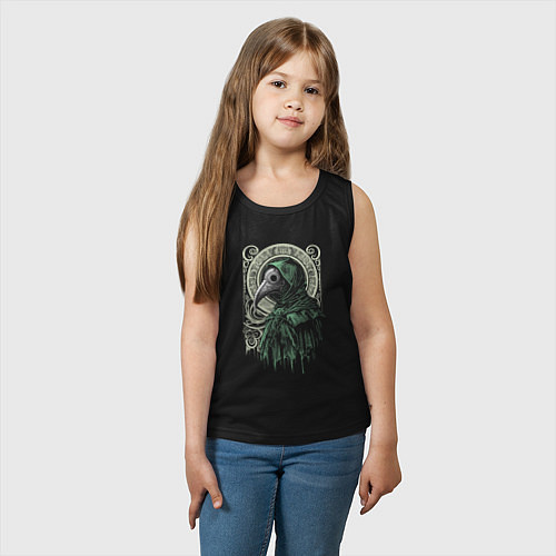 Детская майка Чумной доктор в зелёном плаще / Черный – фото 3