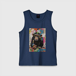 Майка детская хлопок Monkey color, цвет: тёмно-синий