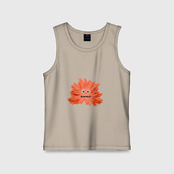 Майка детская хлопок Рыжий пушистый монстрик, цвет: миндальный