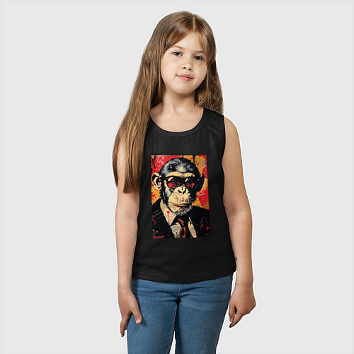 Детская майка Деловой шимпанзе в смокинге / Черный – фото 3