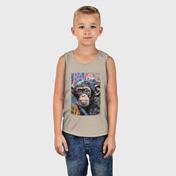 Майка детская хлопок Graffiti monkey, цвет: миндальный — фото 2