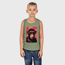 Майка детская хлопок Крутая обезьянка, цвет: авокадо — фото 2