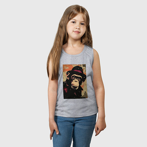 Детская майка Обезьянка детектив в шляпе / Меланж – фото 3