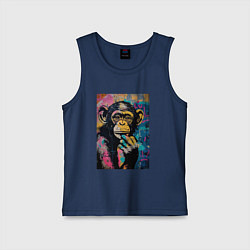 Майка детская хлопок Cute monkey, цвет: тёмно-синий