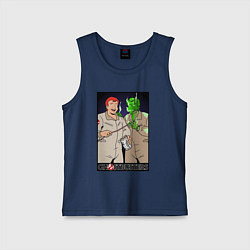 Майка детская хлопок Ghostbusters - Ray and his clone ghost, цвет: тёмно-синий