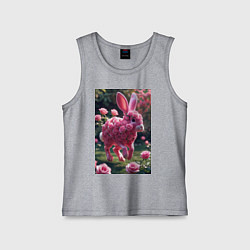 Майка детская хлопок Кролик из роз, цвет: меланж