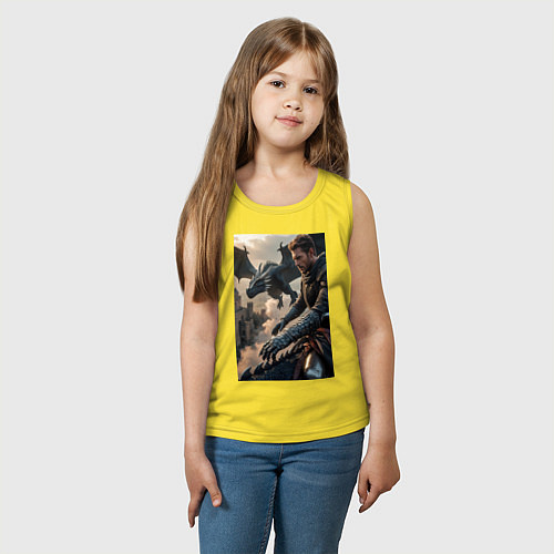 Детская майка Рыцарь летит на драконе / Желтый – фото 3