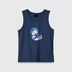 Майка детская хлопок Котик космонавт с клубком, цвет: тёмно-синий