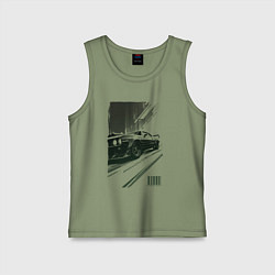 Майка детская хлопок Гоночный спорткар, цвет: авокадо