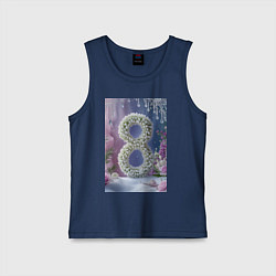 Майка детская хлопок Ландыши к 8 марта на снегу, цвет: тёмно-синий