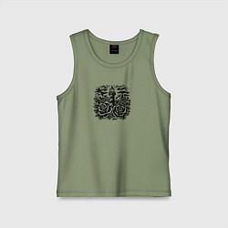 Майка детская хлопок Маяк с розами и кораблями тату, цвет: авокадо