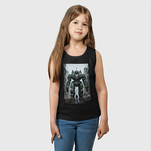 Детская майка Конвой роботов в городе / Черный – фото 3