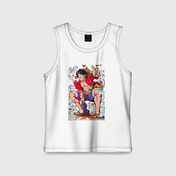 Майка детская хлопок One piece Луффи, цвет: белый