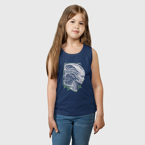Детская майка Внеземная кибер-девушка / Тёмно-синий – фото 3
