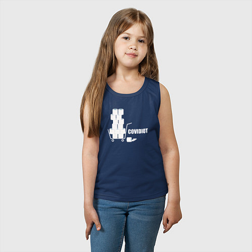Детская майка Ковид идиот / Тёмно-синий – фото 3