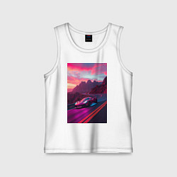 Майка детская хлопок Суперкар едет по серпантину, цвет: белый