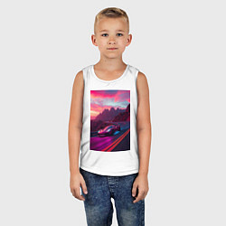 Майка детская хлопок Суперкар едет по серпантину, цвет: белый — фото 2