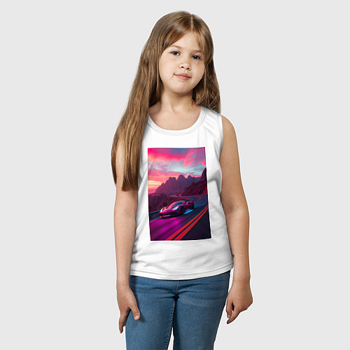 Детская майка Суперкар едет по серпантину / Белый – фото 3