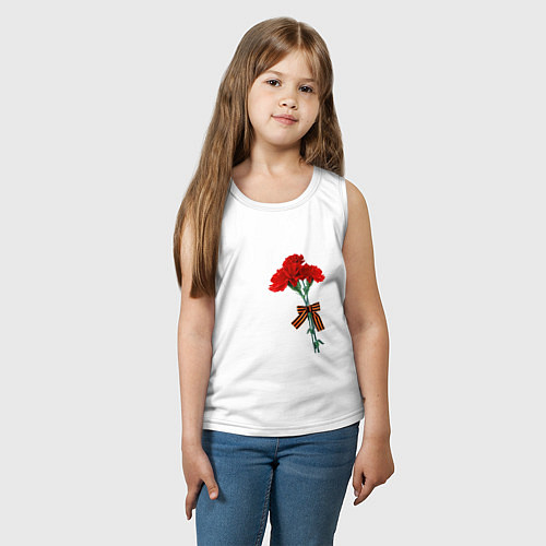 Детская майка Букет гвоздики и георгиевская лента / Белый – фото 3