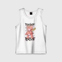 Майка детская хлопок Медведь рокер, цвет: белый