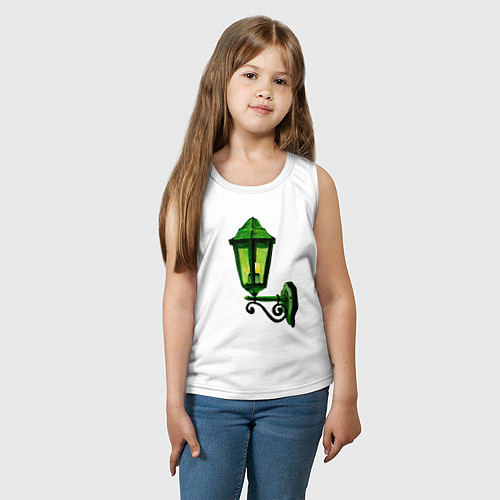Детская майка Зелёный уличный фонарь / Белый – фото 3