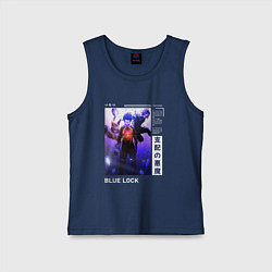 Майка детская хлопок Исаги - Блю Лок, цвет: тёмно-синий