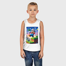 Майка детская хлопок Марио и Майнкрафт - коллаба, цвет: белый — фото 2