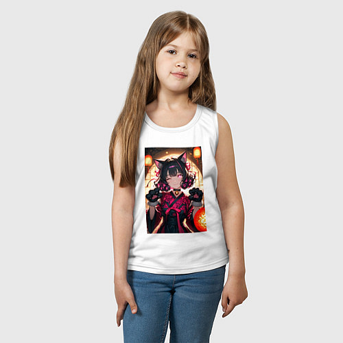 Детская майка Девушка-кошка с мягкими лапами / Белый – фото 3