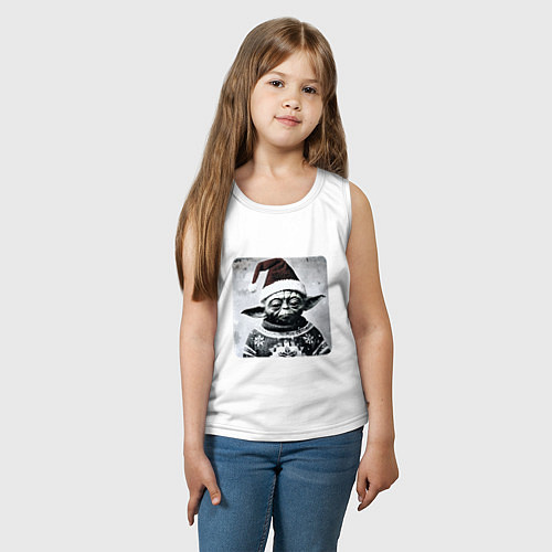Детская майка Винтажный Йода в свитере / Белый – фото 3