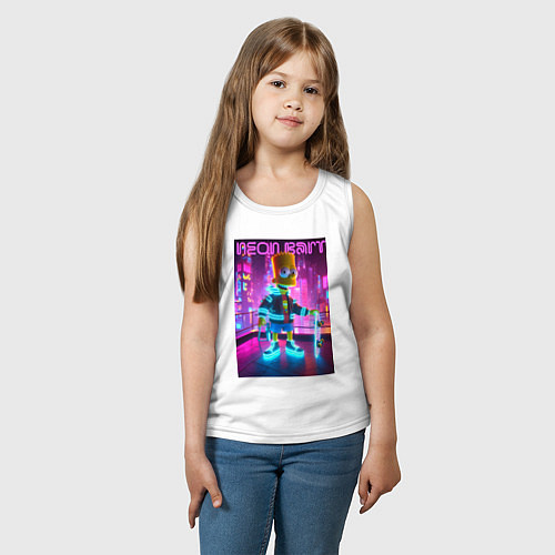 Детская майка Neon Bart - with skateboard ai art fantasy / Белый – фото 3