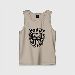 Майка детская хлопок Зубной мастер зуб механический, цвет: миндальный