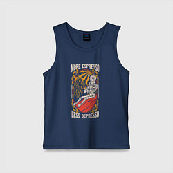 Майка детская хлопок More espresso less depresso, цвет: тёмно-синий