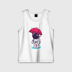 Майка детская хлопок Космонавт с зонтом, цвет: белый