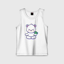 Майка детская хлопок Bear coffee yoga, цвет: белый