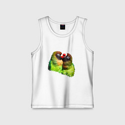 Майка детская хлопок Влюбленные попугаи, цвет: белый