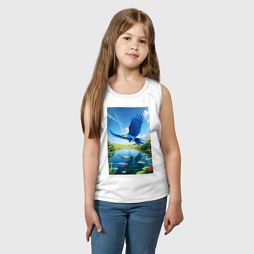 Детская майка Попугай ловит рыбу / Белый – фото 3